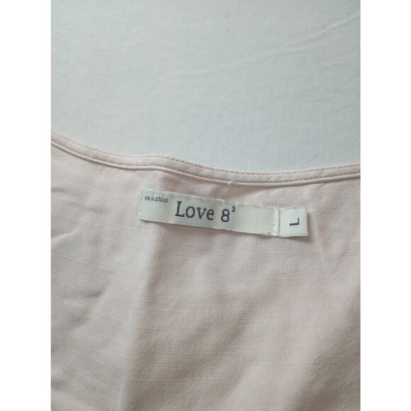 Love 8 Raw Hem Pop Over Tunic Top Women Light Pink Size Large Boho Fairy - Picture 2 of 4